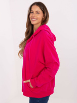 Fuksjowa rozpinana bluza oversize z kieszeniami