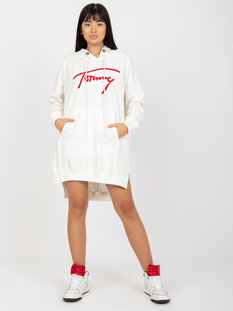 Hurt Ecru luźna bluza kangurka z napisem i kapturem