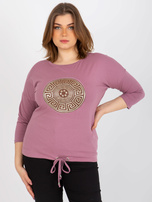 Hurtownia Brudnoróżowa bluzka plus size ze ściągaczem