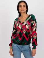 Zielono-różowa bluzka we wzory Emma 