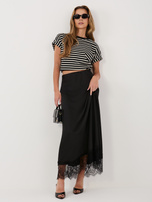 Czarna spódnica z koronkowym wykończeniem RUE PARIS 