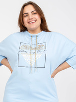 Jasnoniebieska codzienna bluzka plus size z rękawem 3/4 