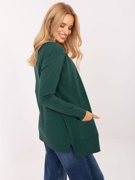 Ciemnozielony kardigan z długim rękawem