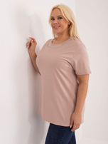 Hurt Beżowa bawełniana bluzka plus size z koronką na plecach