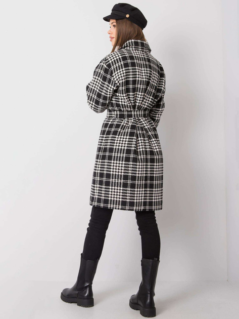 Czarno-biały płaszcz w kratę Elina