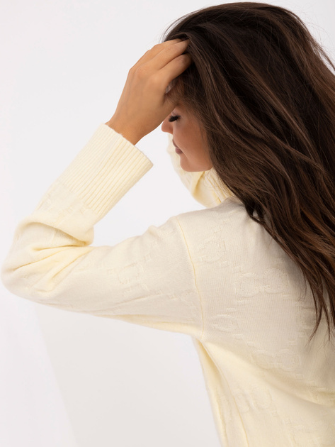 Hurt Jasnożółty damski sweter golf we wzory