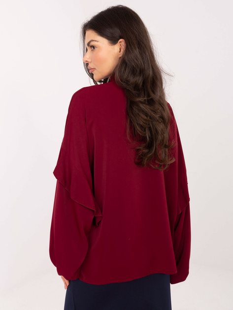 Bordowa koszula z bufiastym rękawem