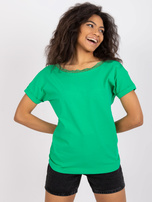 Green blouse with a back neckline Salma RUE PARIS.