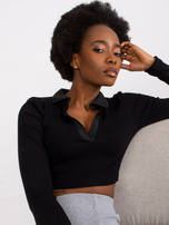 Czarna prążkowana bluzka na co dzień Flores RUE PARIS