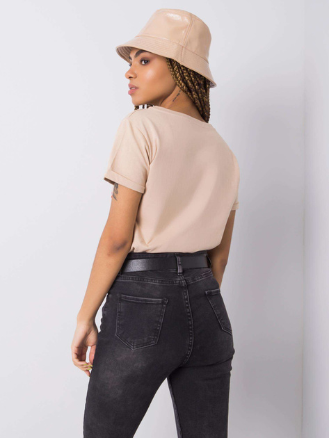 Beżowy t-shirt z nadrukiem Tiziana OCH BELLA