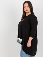 Hurtownia Czarna dresowa tunika plus size z napisami