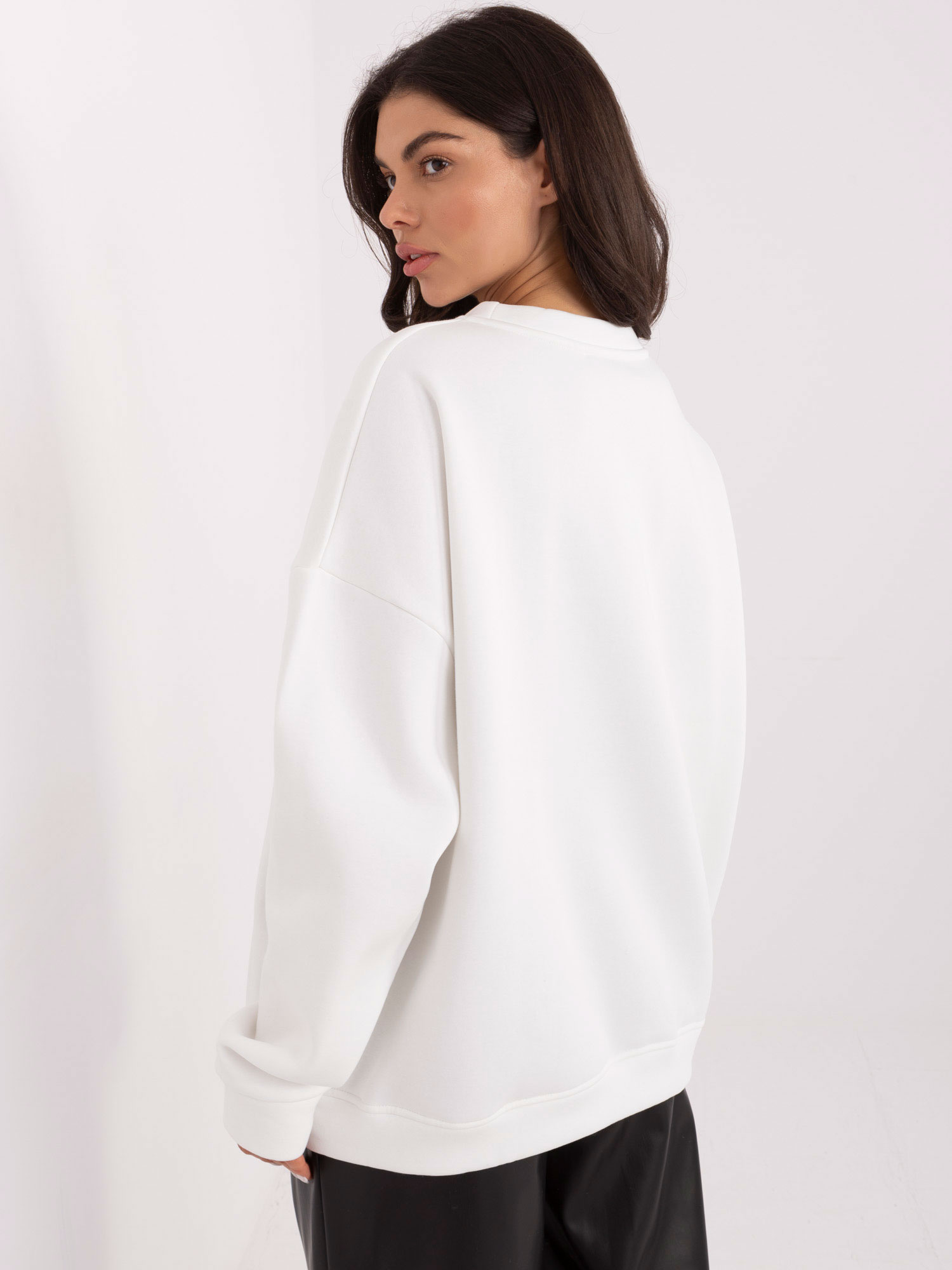 Ecru oversized mikina s výšivkou RUE PARIS.