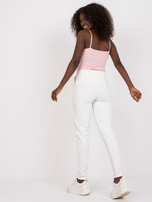 Ecru damskie spodnie z materiału z wysokim stanem RUE PARIS