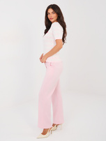 Jasnoróżowe spodnie z prostą nogawką RUE PARIS 