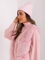 Hurtownia Jasnoróżowa czapka damska zimowa