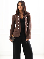 Brown Napoleon jacket with a suede effect.