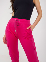 Hurt Fuksjowe damskie spodnie dresowe cargo high waist