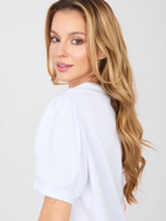 Biała bawełniana bluzka basic z krótkim rękawem RUE PARIS 