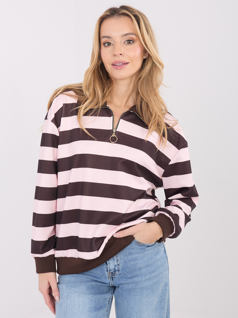 Jasnoróżowa damska bluza oversize w paski