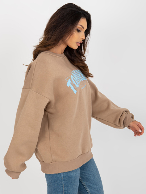 Hurt Ciemnobeżowa bluza bez kaptura o kroju oversize