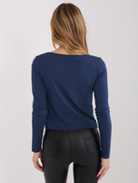 Granatowa bluzka basic z długim rękawem 