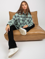 Hurt Miętowa wierzchnia koszula w kratę na guziki