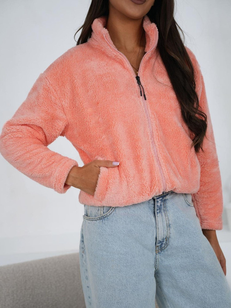 Brzoskwiniowa rozpinana bluza z kieszeniami