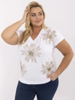 Biała damska bluzka plus size z cekinami 