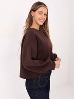 Czekoladowa krótka bluza z dekoltem V