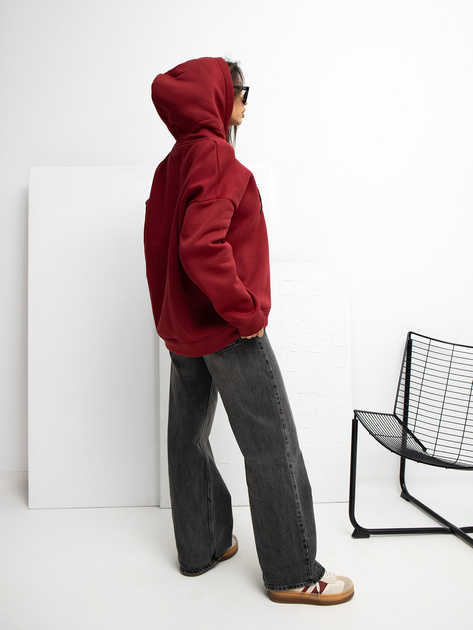 Bordowa bluza z kontrastowym napisem RUE PARIS