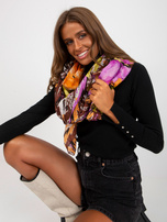 Hurt Brązowo-fioletowa bawełniana chusta we wzory 