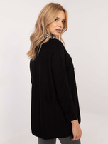 Hurt Czarny damski sweter oversize z błyszczącą nitką