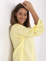 Żółto-biała koszula damska z długim rękawem