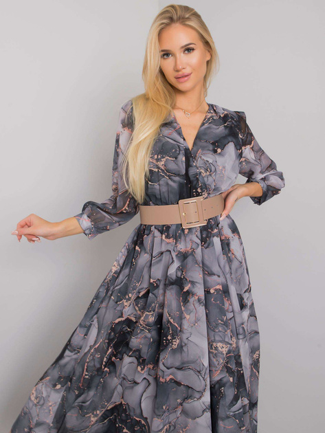 Czarno-szara sukienka z paskiem Janesville