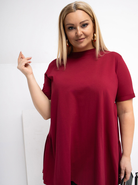 Bordowa damska bluzka plus size z bawełny