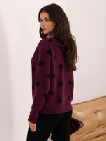 Bordeauxfarbener Damenpullover mit Hemdimitat.
