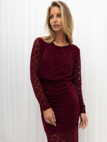 Bordeaux elegante Kleid mit blusigem Oberteil RUE PARIS.