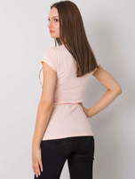 Jasnoróżowy t-shirt z aplikacją Skull