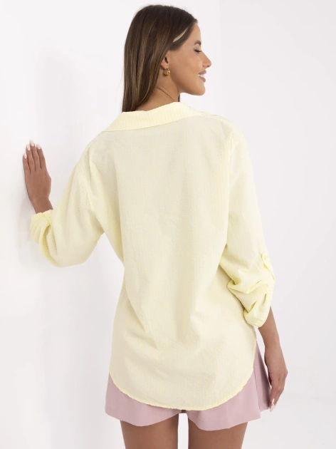 Żółto-biała bawełniana koszula damska w paski