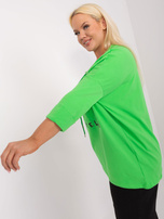 Hurt Jasnozielona luźna bluzka plus size z kieszenią