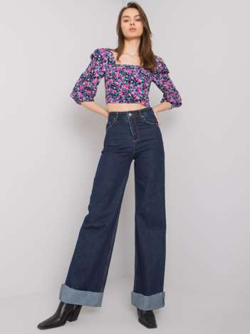 Ciemnoniebieskie szerokie jeansy Hartford