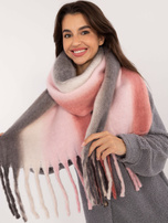 Hurtownia Różowo-ciemnoszary gruby szal damski