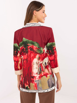 Bordowa damska marynarka z zapięciem na guzik