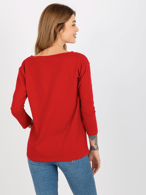 Hurt Czerwona bawełniana bluzka basic z dekoltem w serek