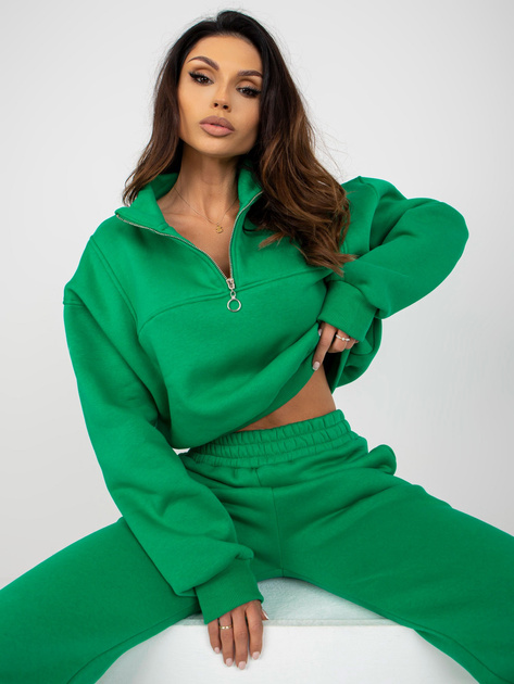 Hurtownia Zielony dresowy komplet basic z krótką bluzą