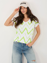 Pistacjowa bawełniana bluzka z nadrukiem