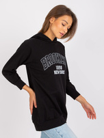 Czarna długa bluza dresowa z kapturem Roxane  