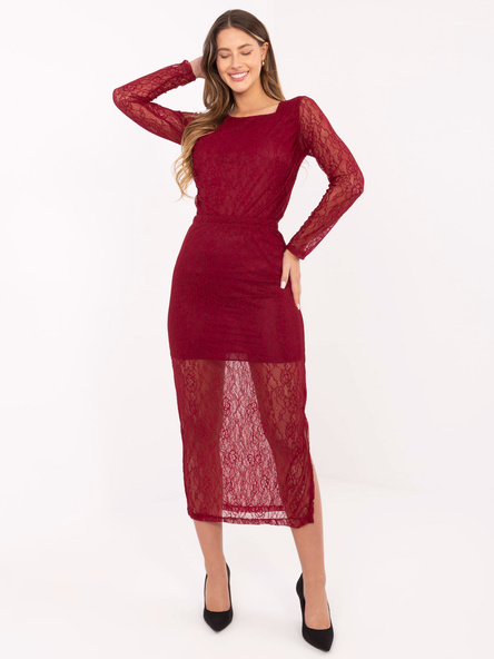 Bordowa koronkowa spódnica z podszewką RUE PARIS 