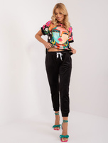 Hurt Czarny komplet welurowy ze spodniami RUE PARIS