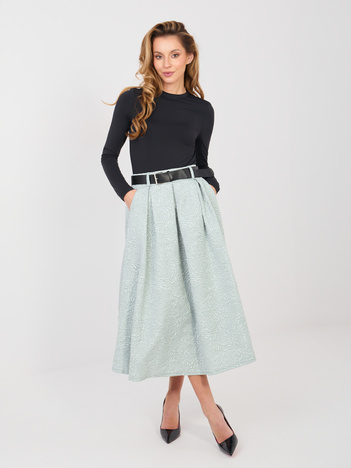 Miętowa midi spódnica z tłoczonej tkaniny RUE PARIS 